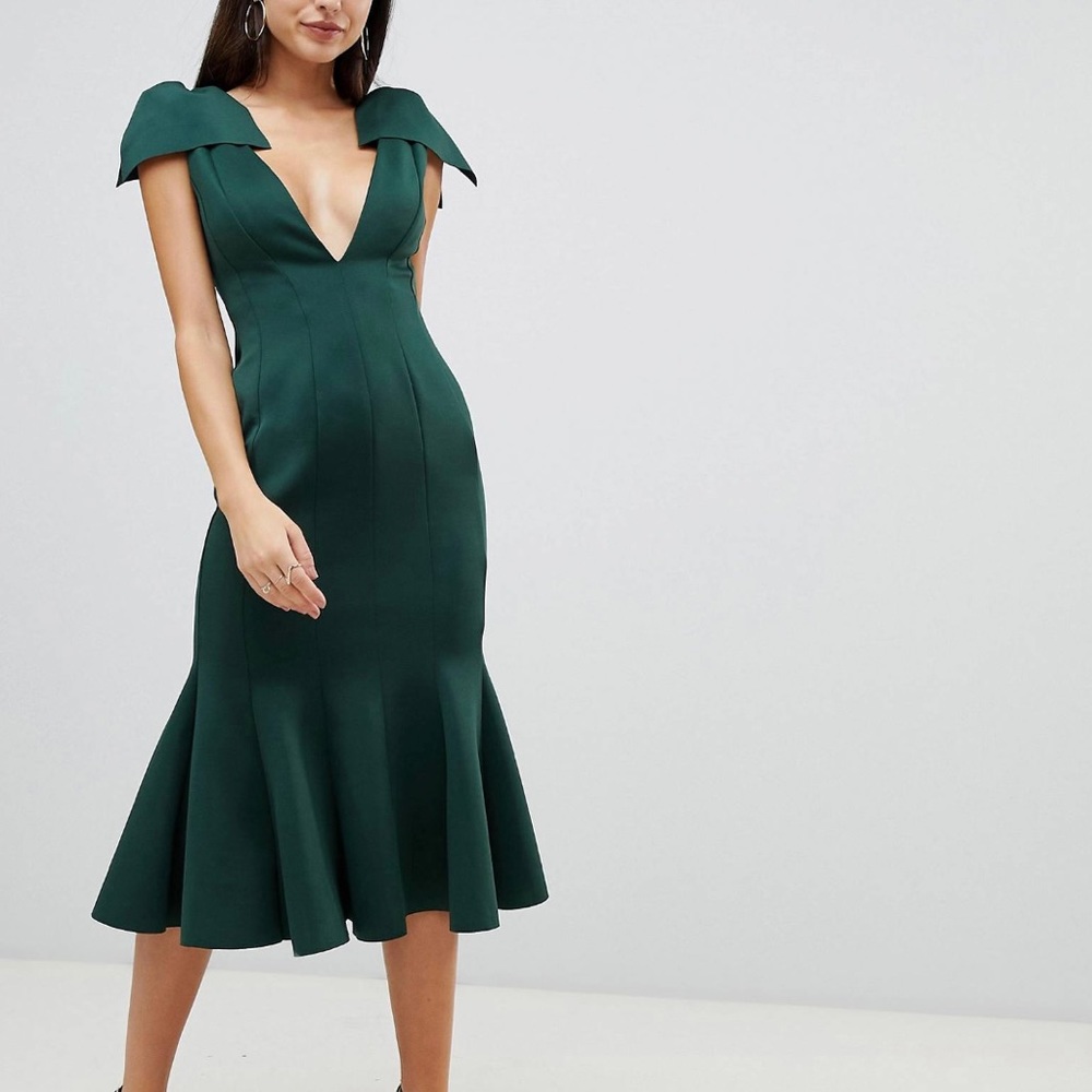 ASOS DESIGN plunge seam midi dress